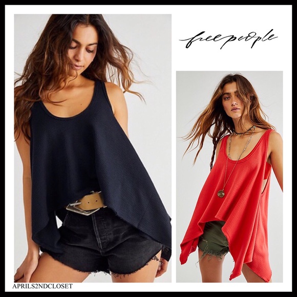 FREE PEOPLE BOHO FLOWY TOP BOHEMIAN TUNIC TANK SLEEVELESS BLACK KNIT TEE A3C - Picture 15 of 15